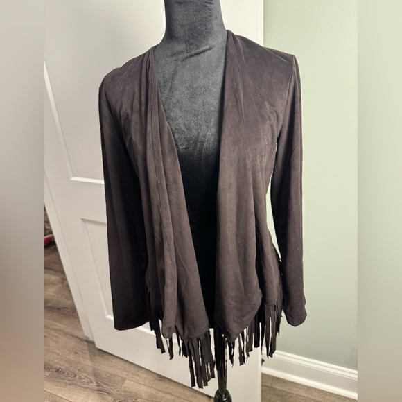 Gibson Latimer dark brown Open Front Long Sleeve Fringe Western festival - Picture 1 of 8